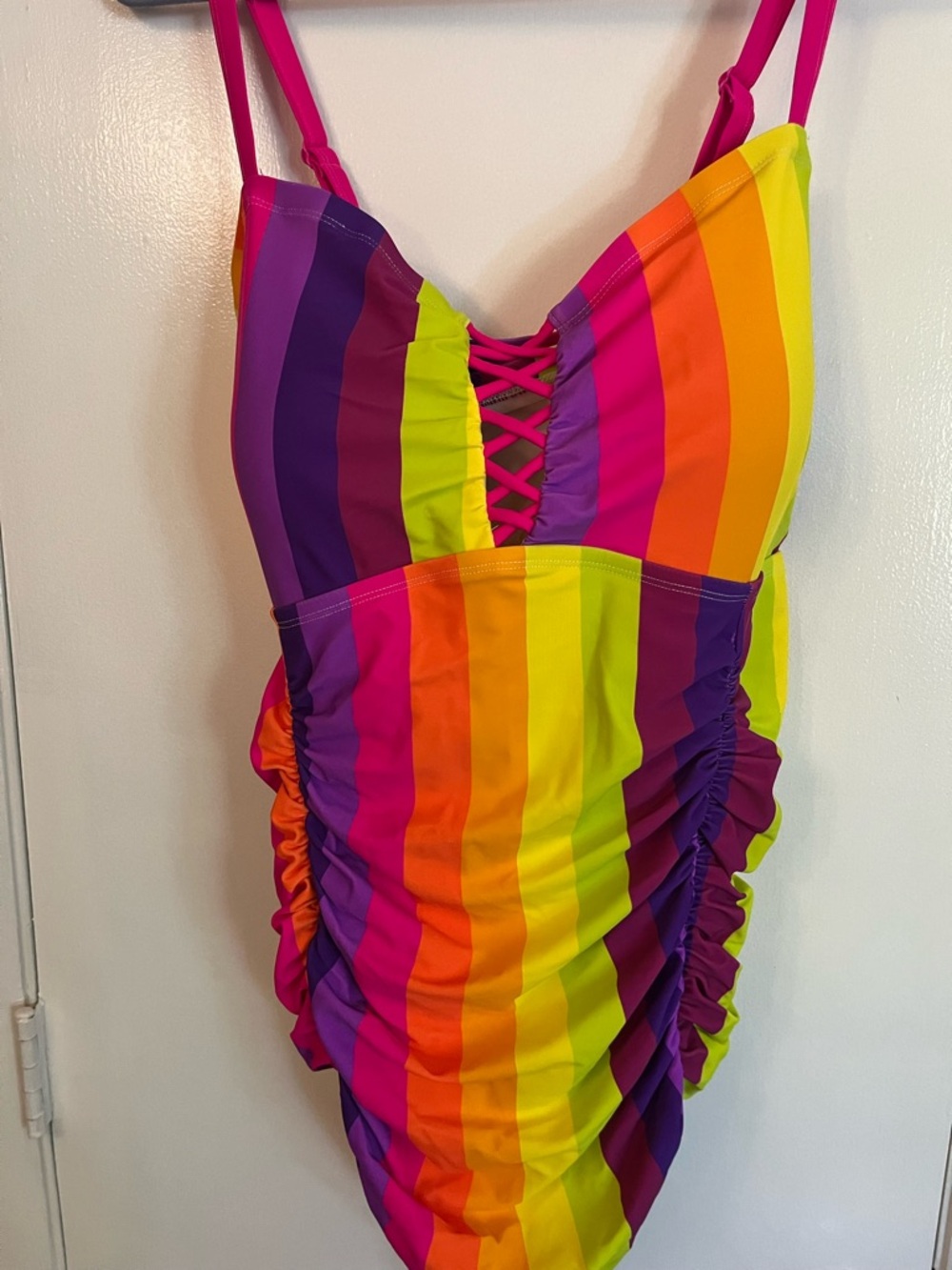 Torrid Vibrant Multicolor One-Piece Vertical Stripe Swimsuit Sz 4X